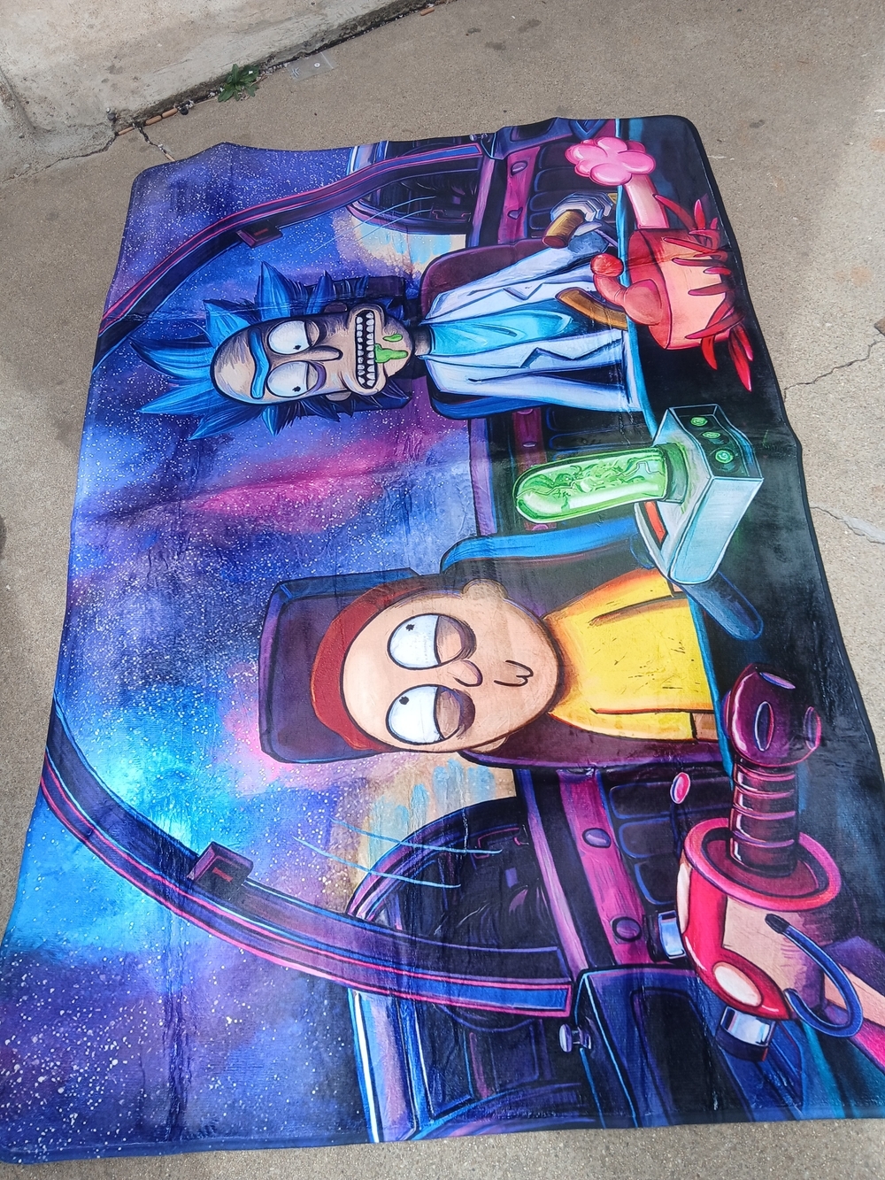 Rick and Morty Galaxy Throw Blanket - Colorful Animated Design